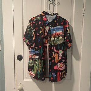 Colorful Cactus Print Men's Shirt